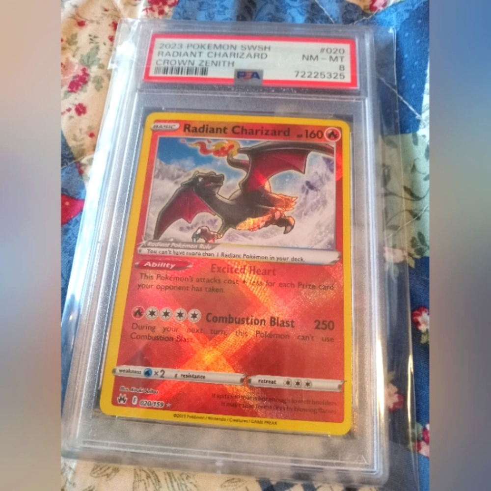 PSA 8 Pokémon TCG Radiant Charizard 020/159 Holo Radiant Rare Crown Zenith